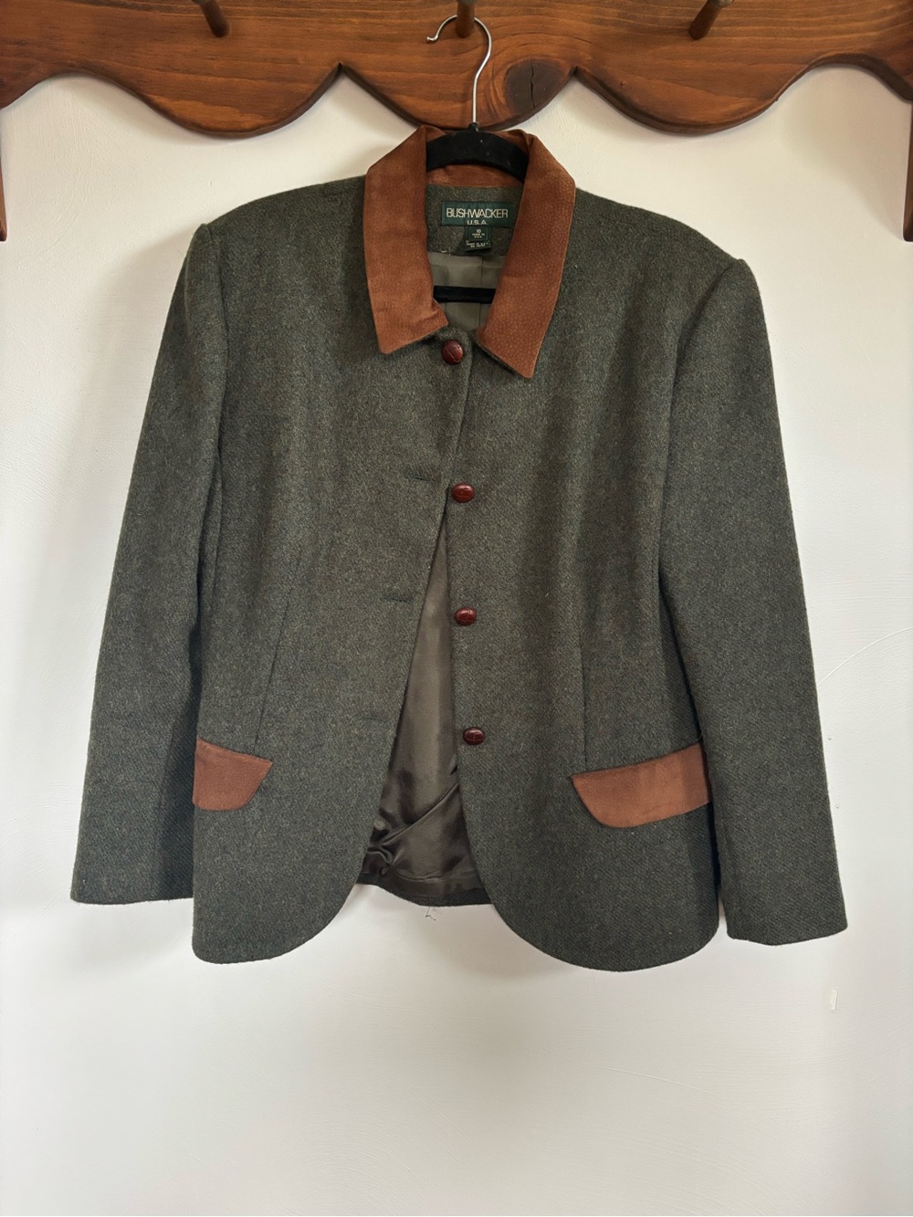 Vintage Bushwacker USA Wool Suede Trim Blazer Sz 10